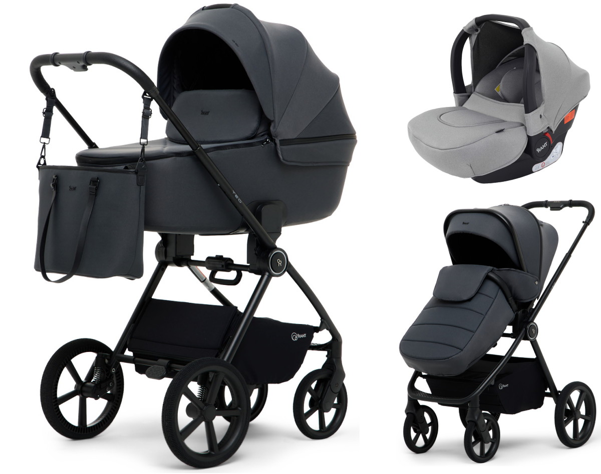 Детская коляска Rant Teo Soft 3 в 1 с автокреслом Cruise Grey Graphite