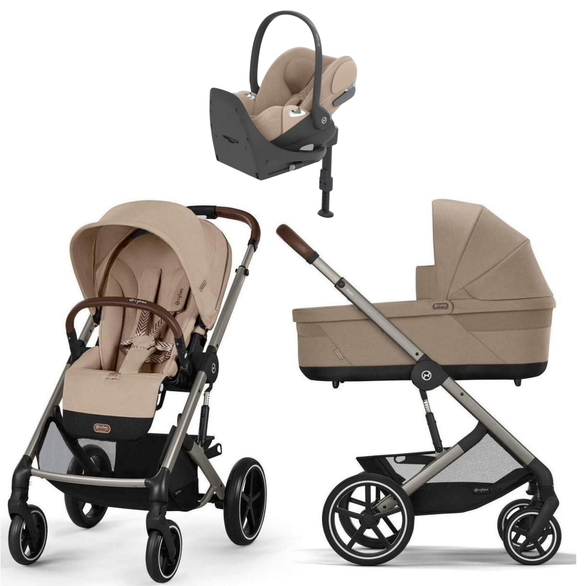 Коляска Cybex Balios S Lux TPE complete Cloud T Cozy Beige Plus Base T 4 в 1 Almond Beige с дождевиками