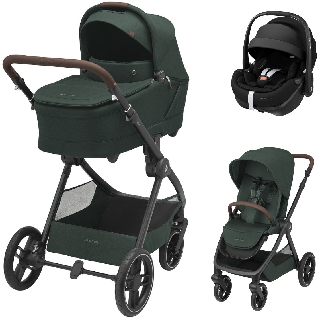 Коляска детская Maxi-Cosi Oxford Plus 3 в 1 с автокреслом Pebble 360 Pro Twillic Black 1978403110 Twillic Green/Зеленый