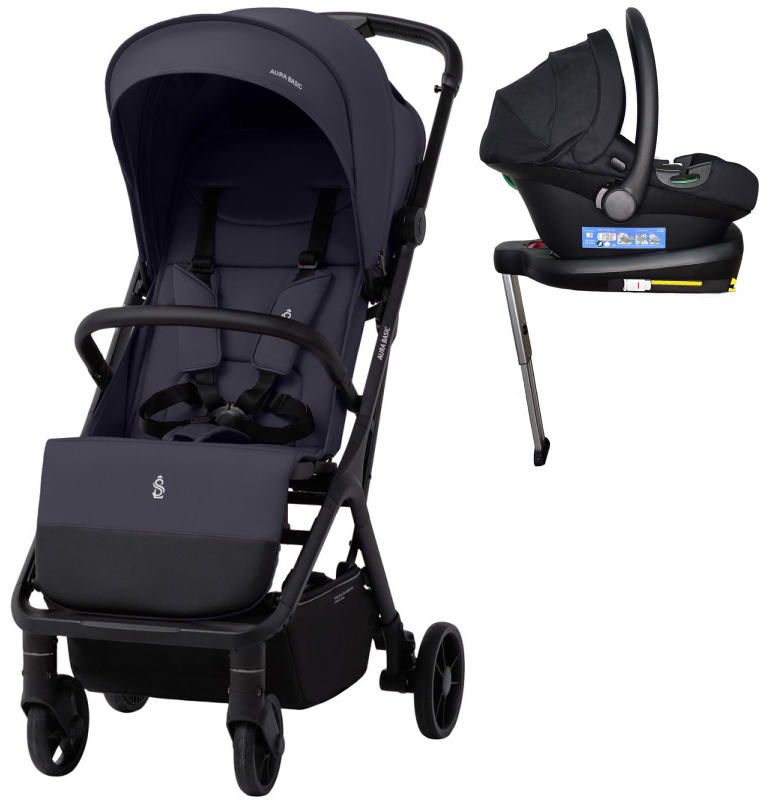 Прогулочная коляска Sweet Baby Aura Basic SBL + автокресло Elegante Plus с базой i-Size ISOFIX DK780 Grey