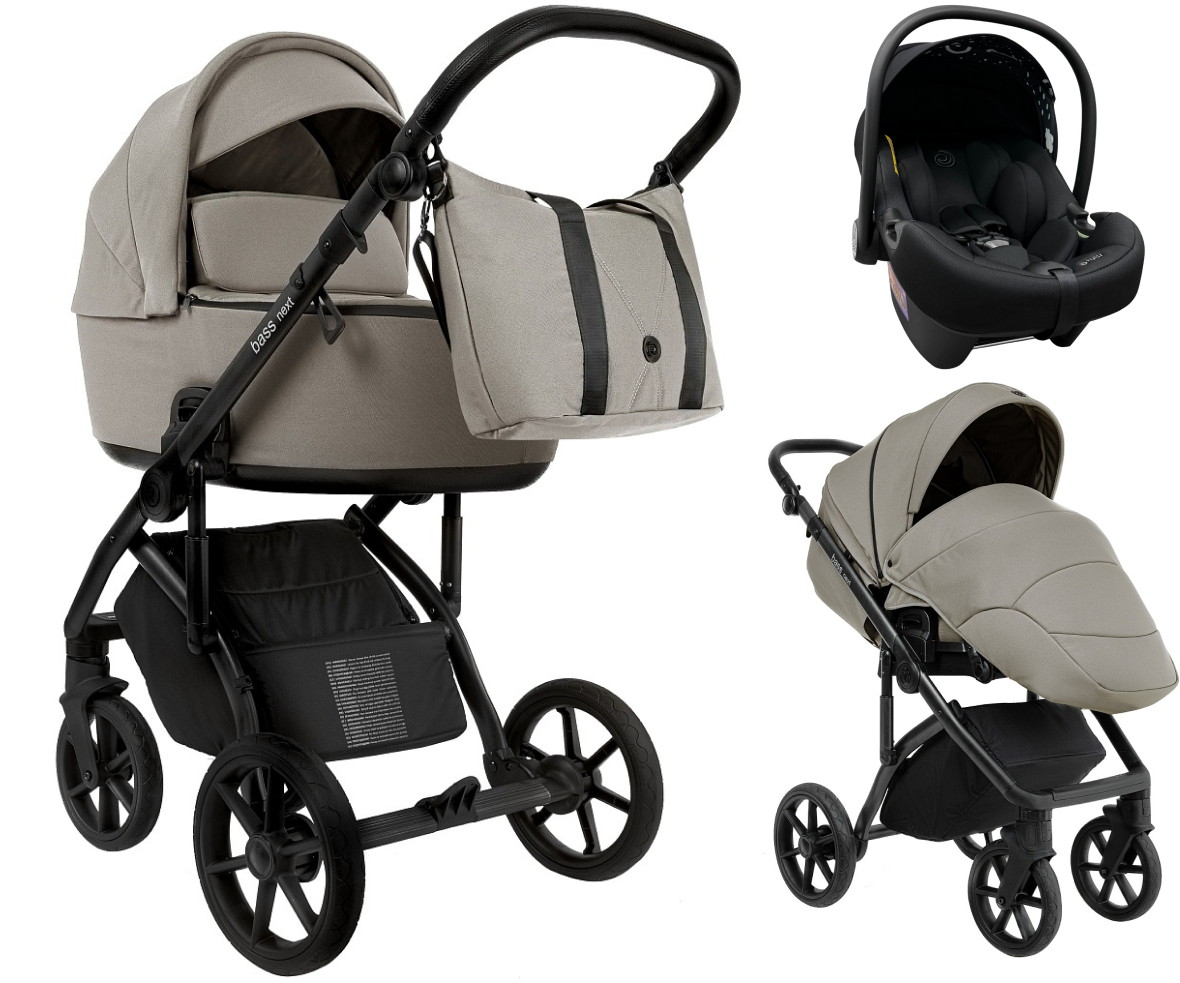 Детская коляска Roan Bass Next 2.0 3 в 1 с автокреслом Tutis Elo Lux EduSky Black BSN/41/2 Hazel/Black/руч.Black
