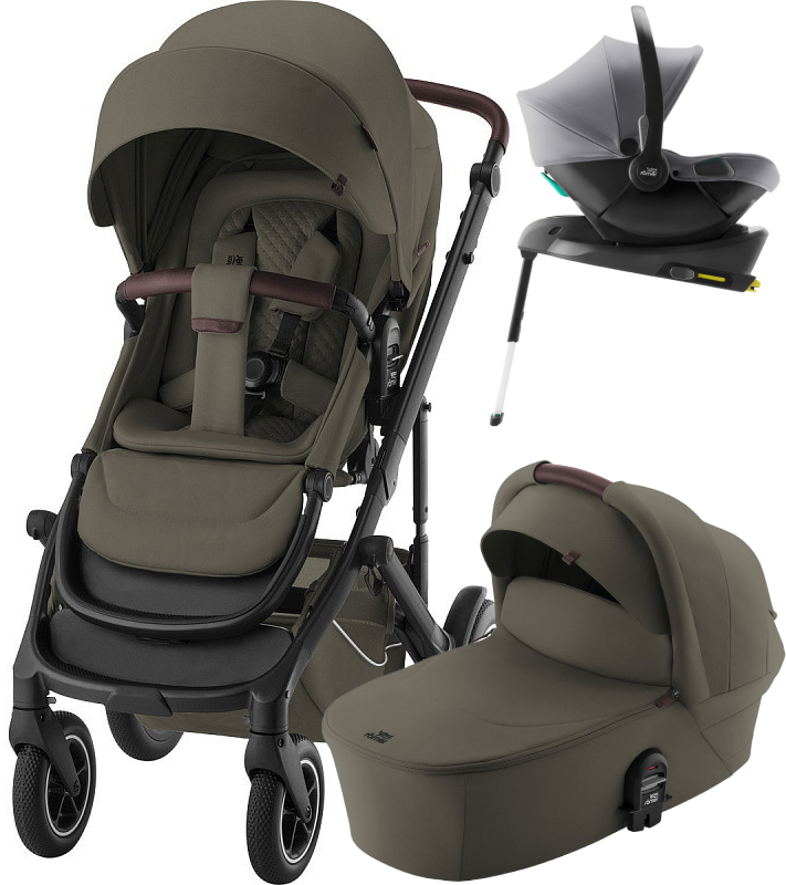 Коляска 4 в 1 Britax Roemer Smile 5Z LUX и автокресло Baby-Safe Core Frost Grey + база Baby-Safe Core Urban Olive
