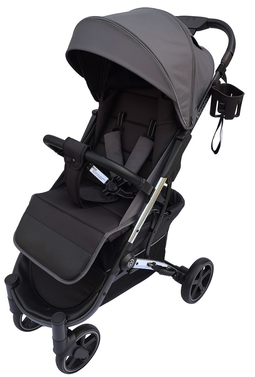 Коляска прогулочная Peppy Polo steel grey хром рама, сумка