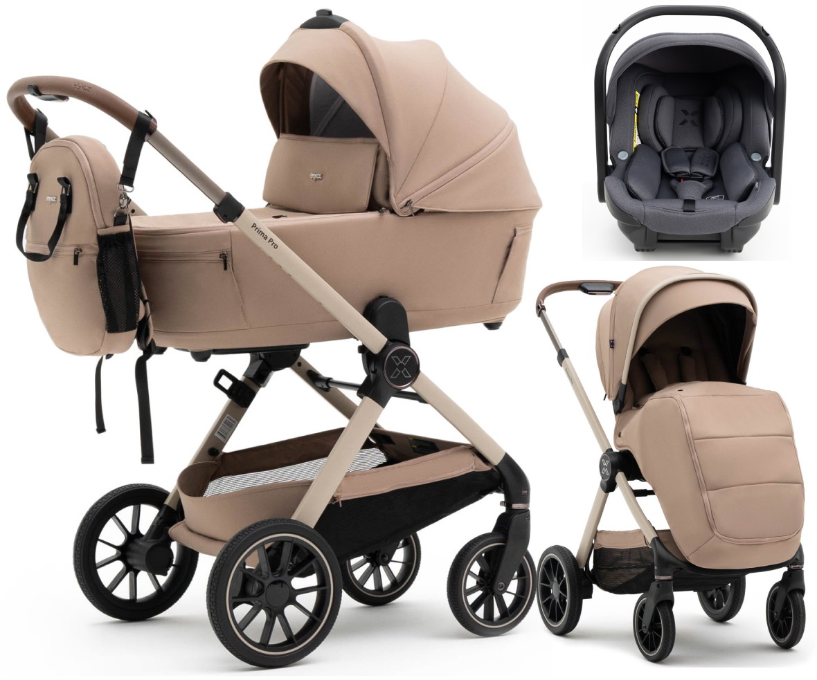 Коляска Agex Prima Pro 3 в 1 с автокреслом i-Team ATG080 Grey APP232 Beige (Бежевый)