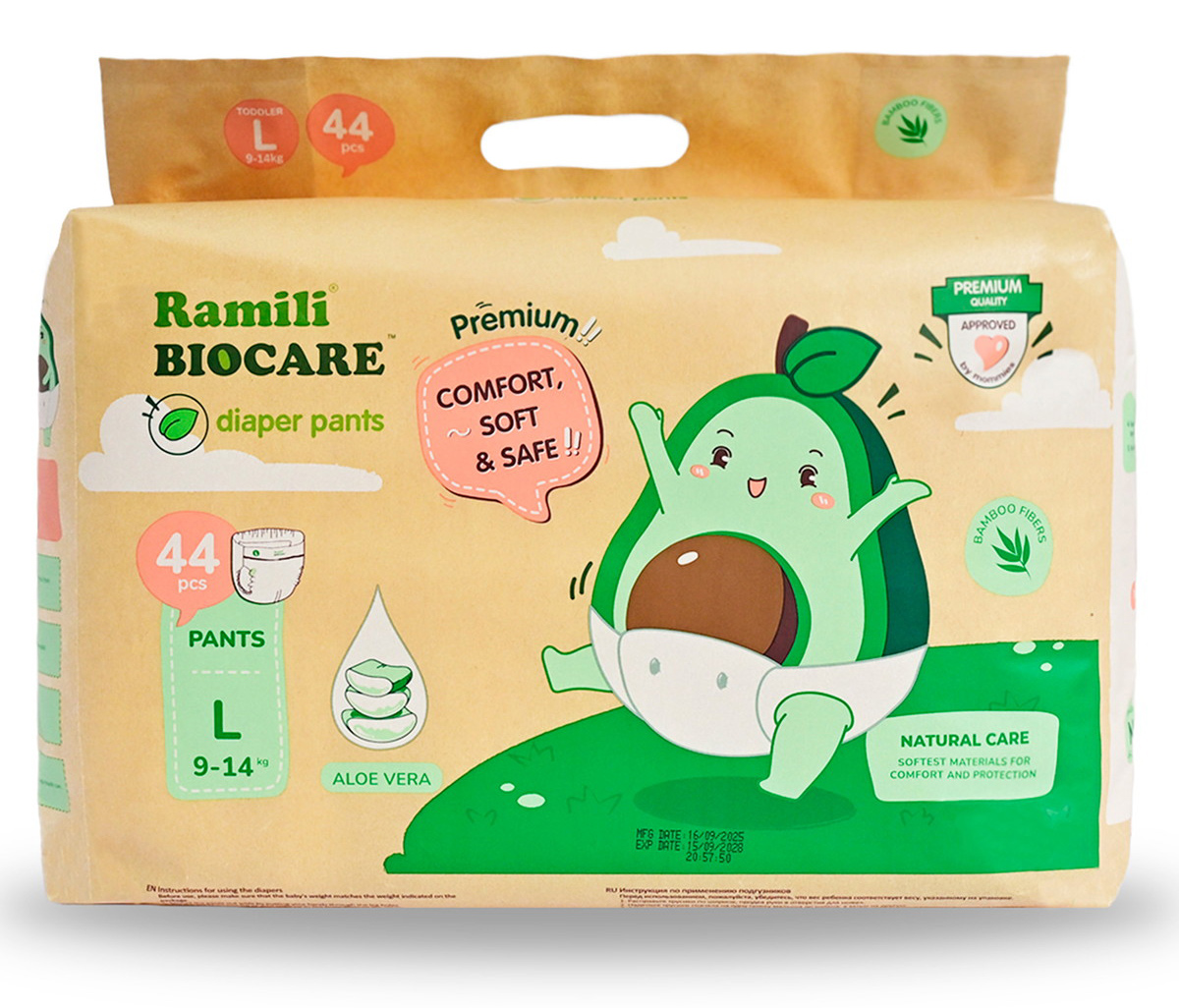 Подгузники-трусики Ramili Biocare Large (L, 9–14 кг, 44 шт., LP44)