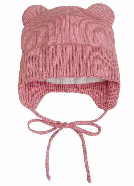 Шапочка вязаная AmaroBaby Pure Love Bear с подкладом ЧЗ розовый 40