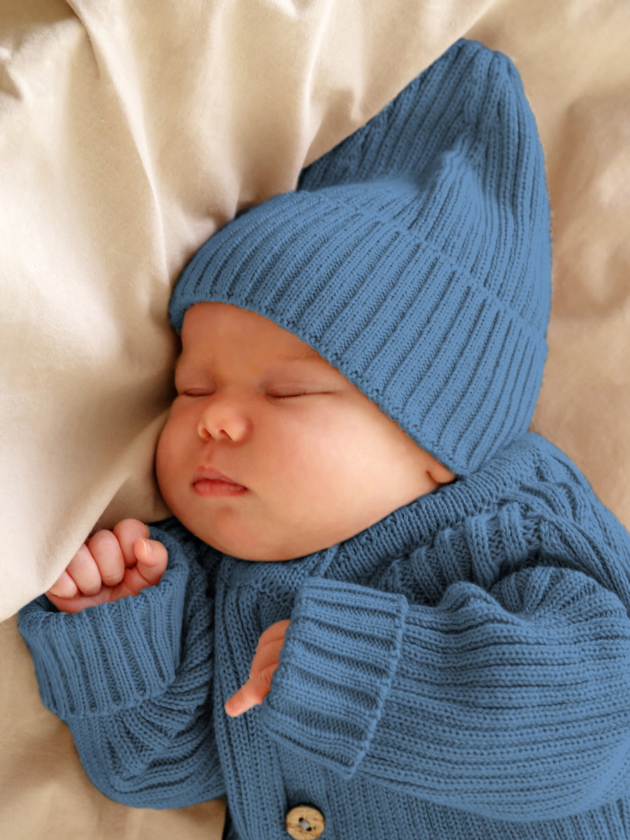 Шапочка вязаная AmaroBaby Pure Love Tot, демисезонная ЧЗ голубой 44