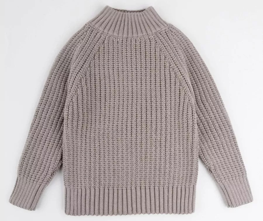 Свитер вязаный детский Amarobaby Warm с высокой горловиной коричневый 74