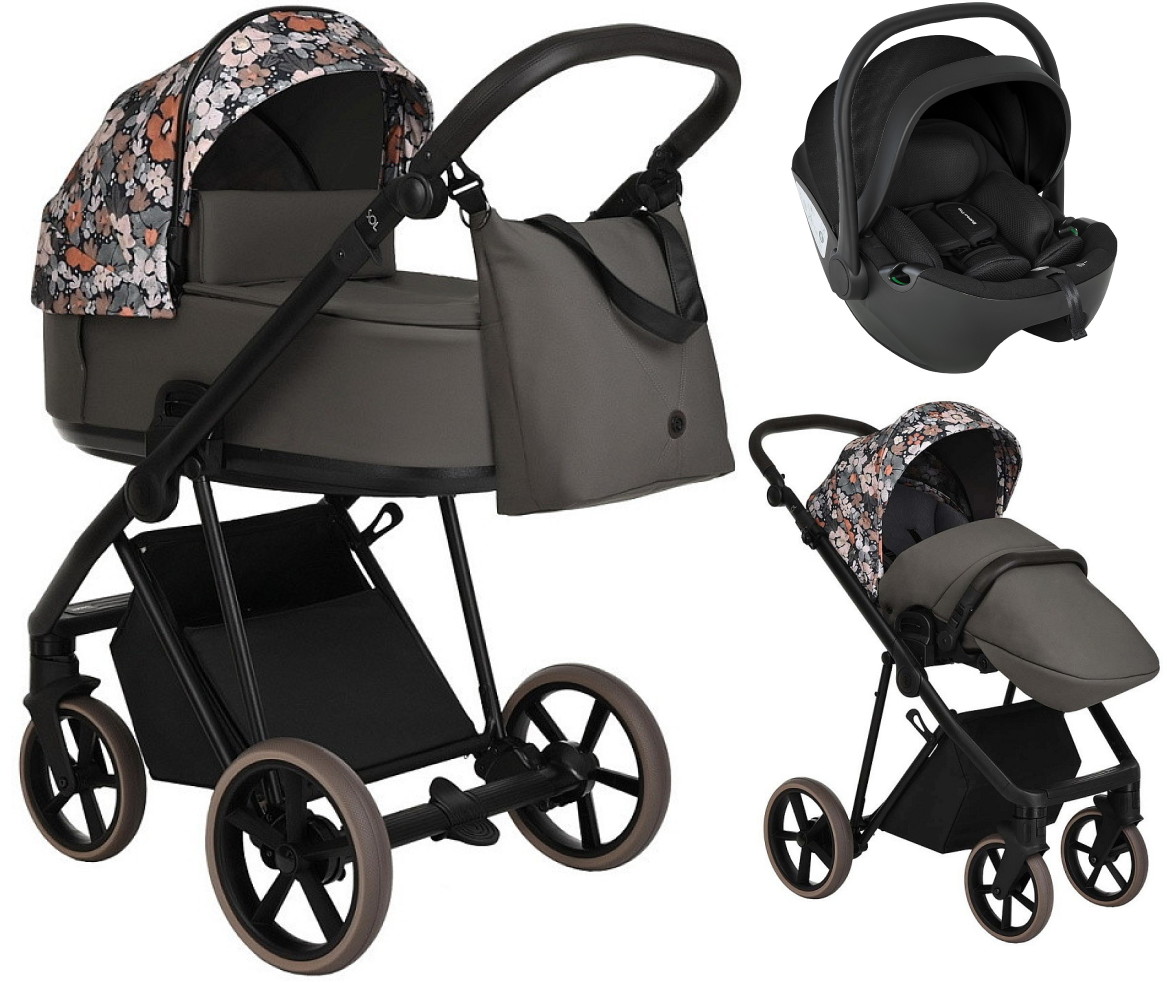 Детская коляска Roan Sol Flowers 3 в 1 с автокреслом Pituso Baesa Pro Black RSF/5003 Forest Clearing/Black