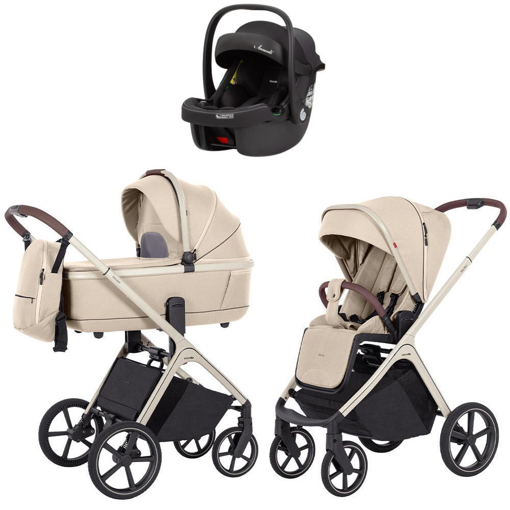 Коляска Carrello Vector CRL-6550 Ammonite AY329 Pro Absolute Black 3 в 1 Seashell Beige