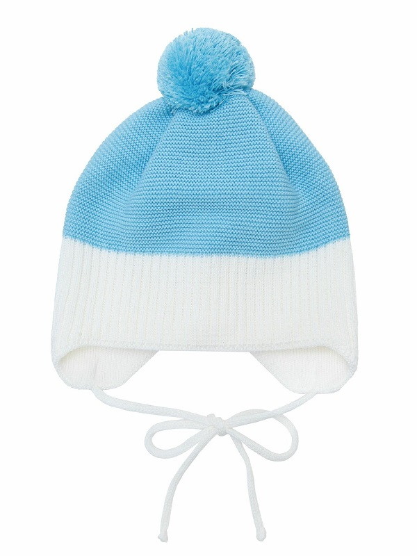 Шапочка вязаная AmaroBaby Pure Love Wind с подкладом голубой 40