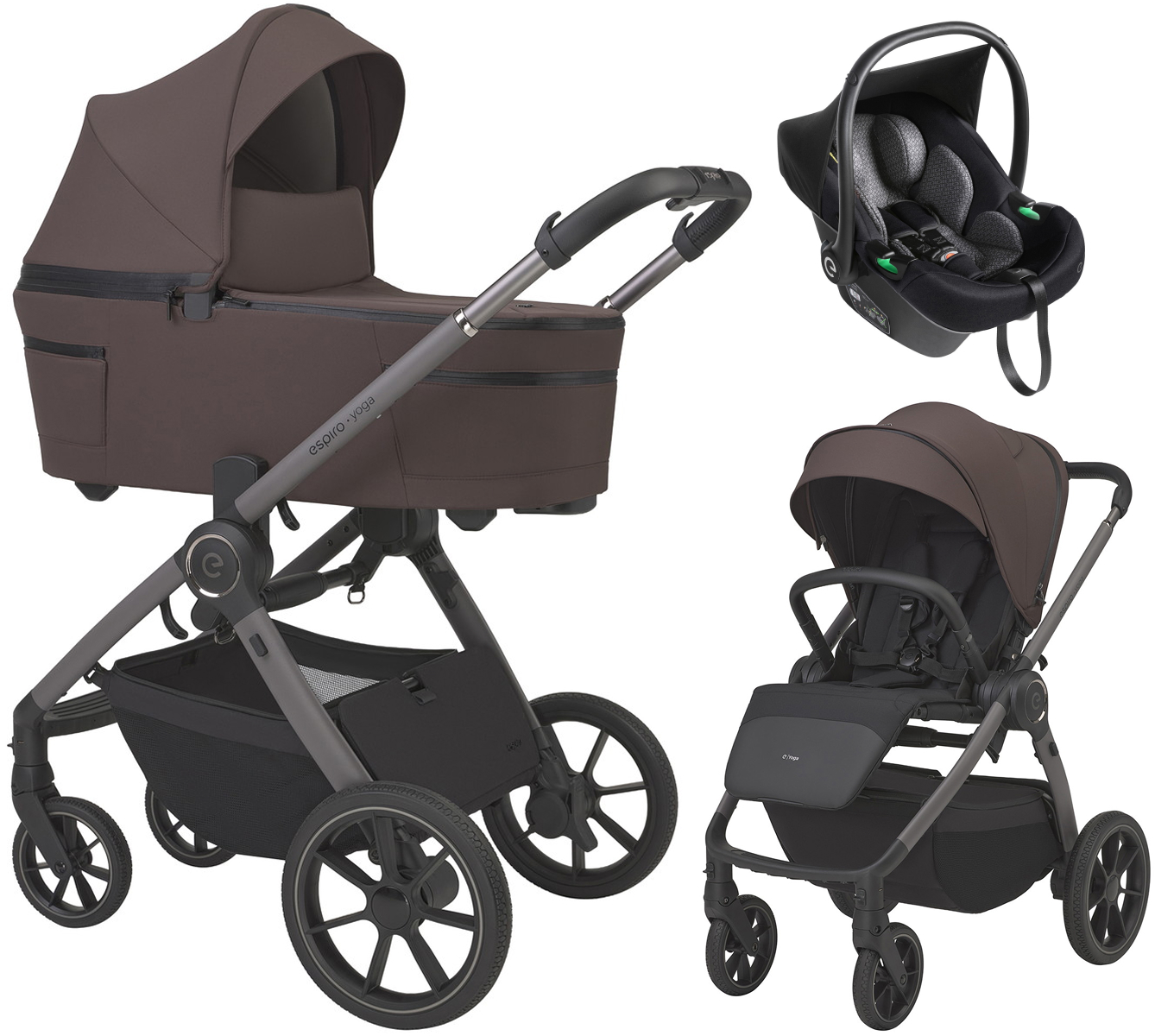 Детская коляска 3 в 1 Espiro Yoga 2026 и автокресло Pi Black 208 Chokolate
