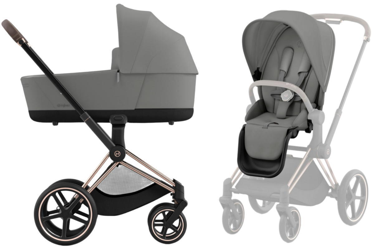 Коляска 2 в 1 Cybex Priam IV Rosegold complete Mirage Grey