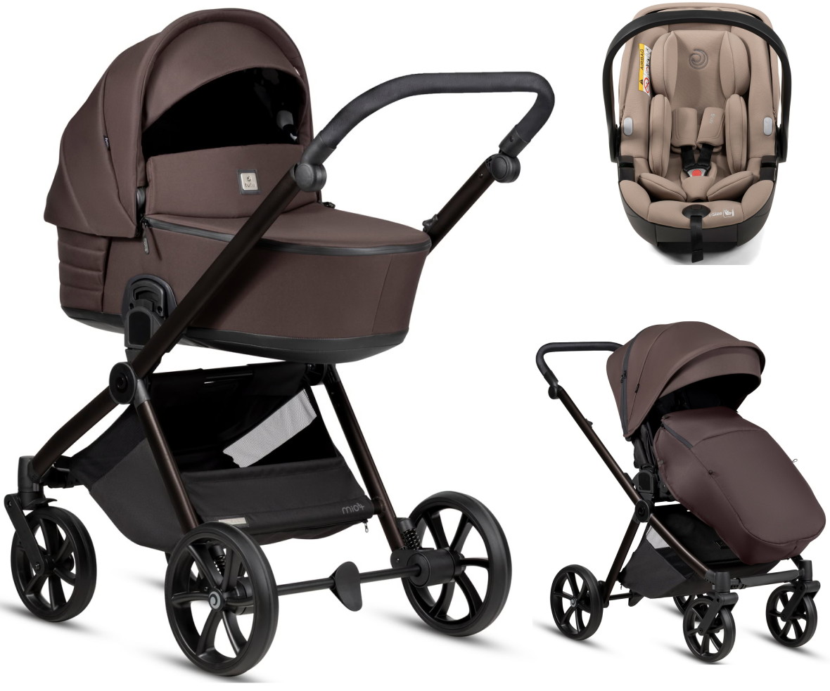 Детская коляска Tutis Mio 3 Plus Essential New 3 в 1 с автокреслом Beno Beige 1622024 Coffee Brown
