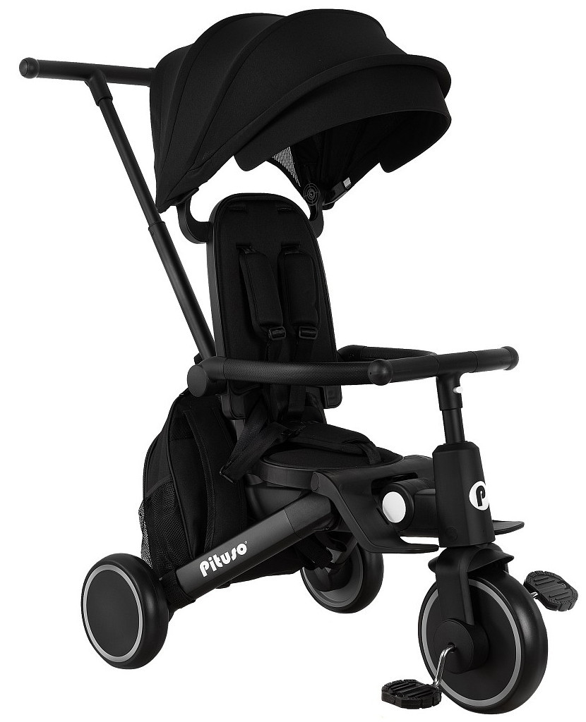 Велосипед трехколесный Pituso Leve Pro складной, с сумкой Black/Черный