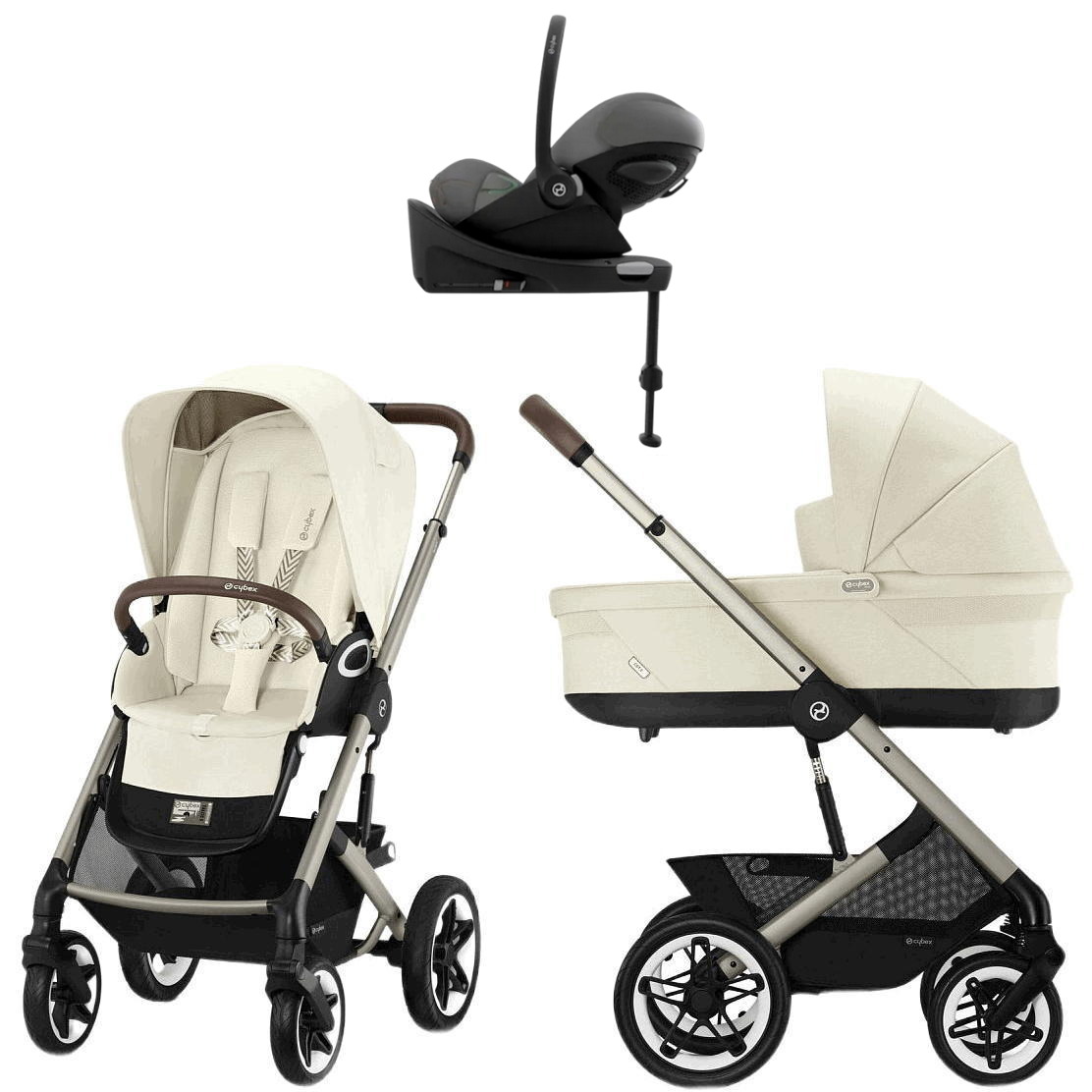Коляска Cybex Talos S Lux TPE complete Cloud G Lava Grey Plus Base G 4 в 1 Seashell Beige с дождевиками