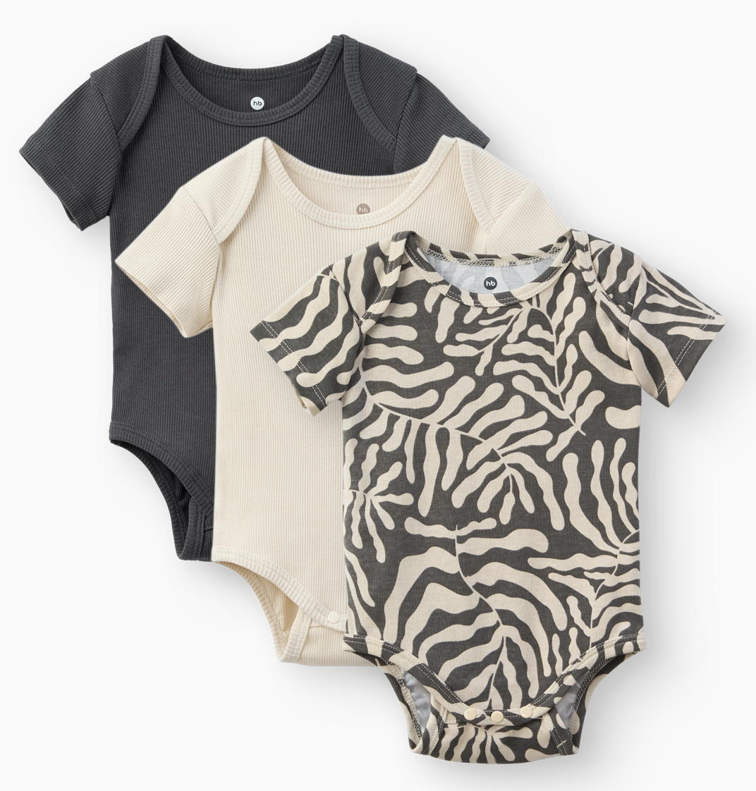 Боди детское Happy Baby 3 шт. 90133-0 ЧЗ листочки/leaves 62
