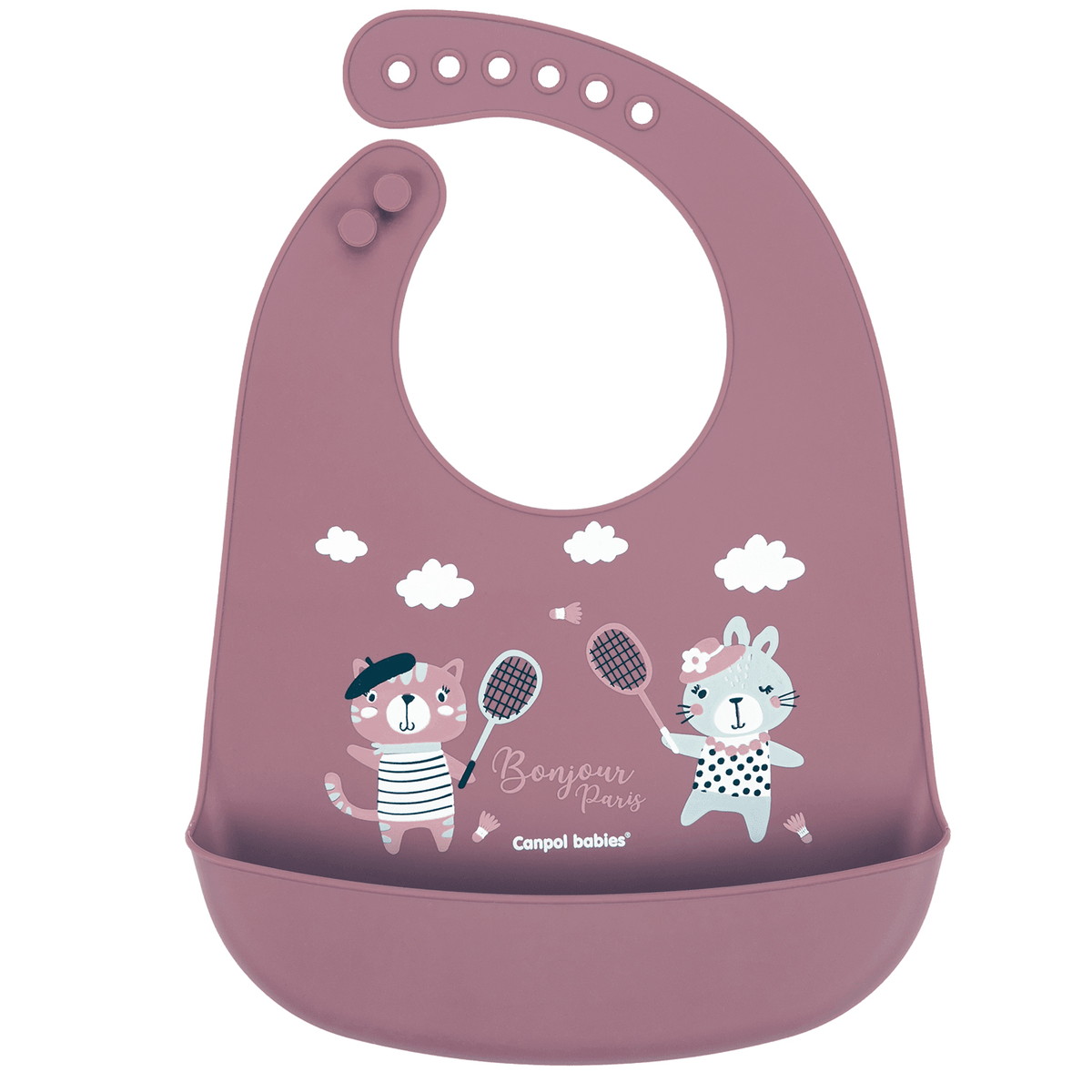 Нагрудник Canpol babies Bonjour Paris силиконовый с карманом 74/027 бордовый