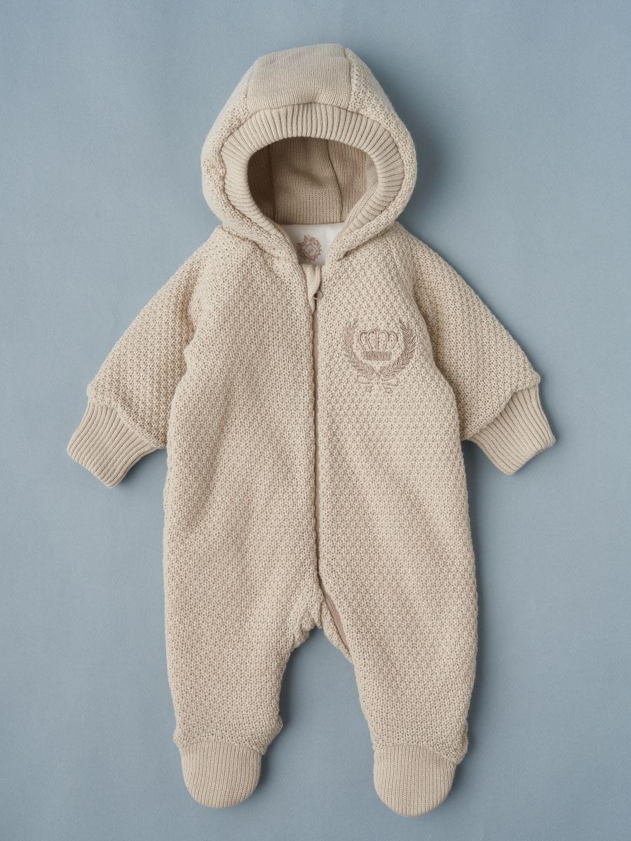 Комбинезон Little Star Герб вязаный на молнии утепленный 1725 (ЧЗ-мз) экрю 56