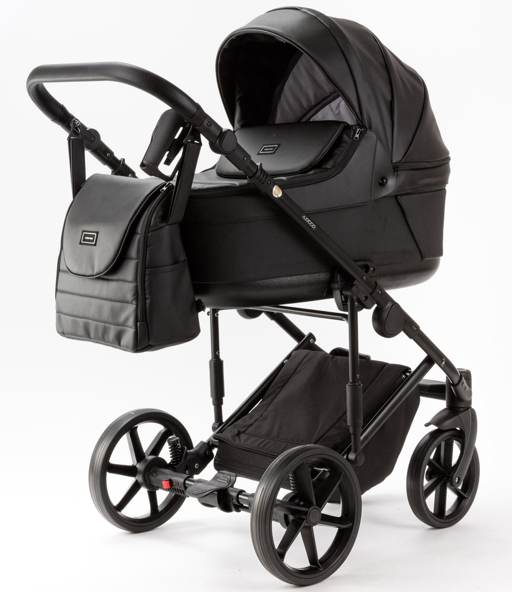 Детская коляска Adamex Locco Light Deluxe 2 в 1 LL-SA02 (ЧЕРН.КОЖА)