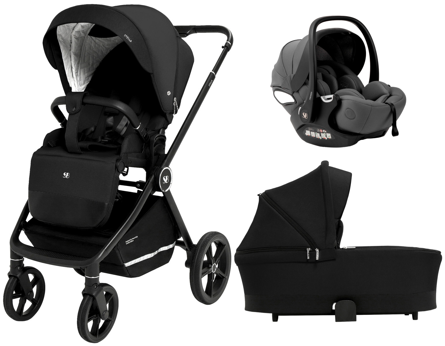 Коляска 3 в 1 Sweet Baby Stella + автокресло Premier Grey Black
