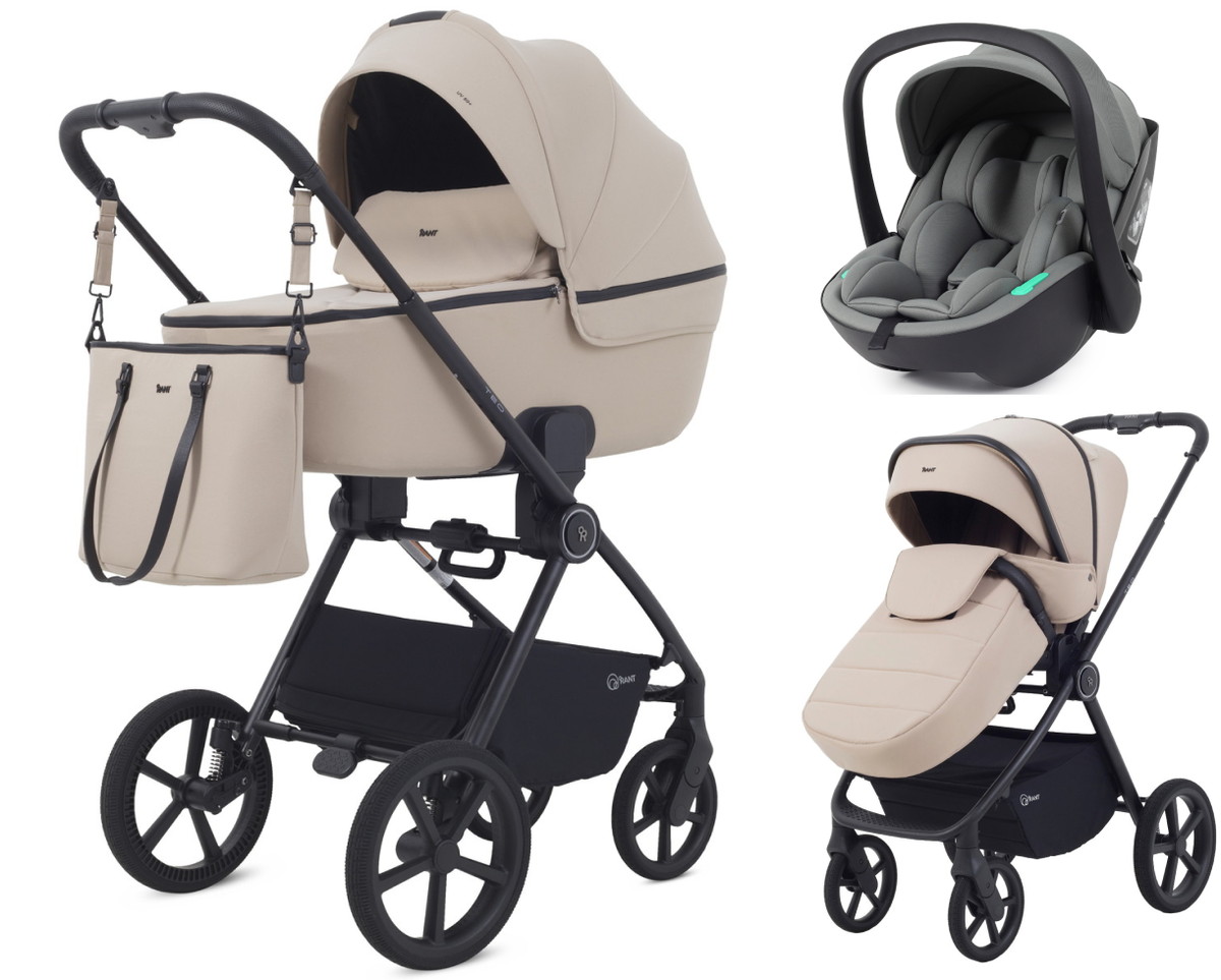 Детская коляска Rant Teo Soft 3 в 1 с автокреслом Miro Olive Beige