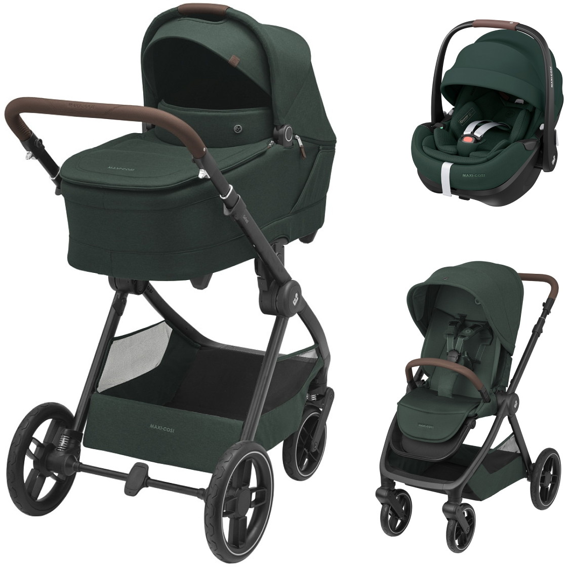 Коляска детская Maxi-Cosi Oxford Plus 3 в 1 с автокреслом Pebble 360 Pro Twillic Green 1978403110 Twillic Green/Зеленый