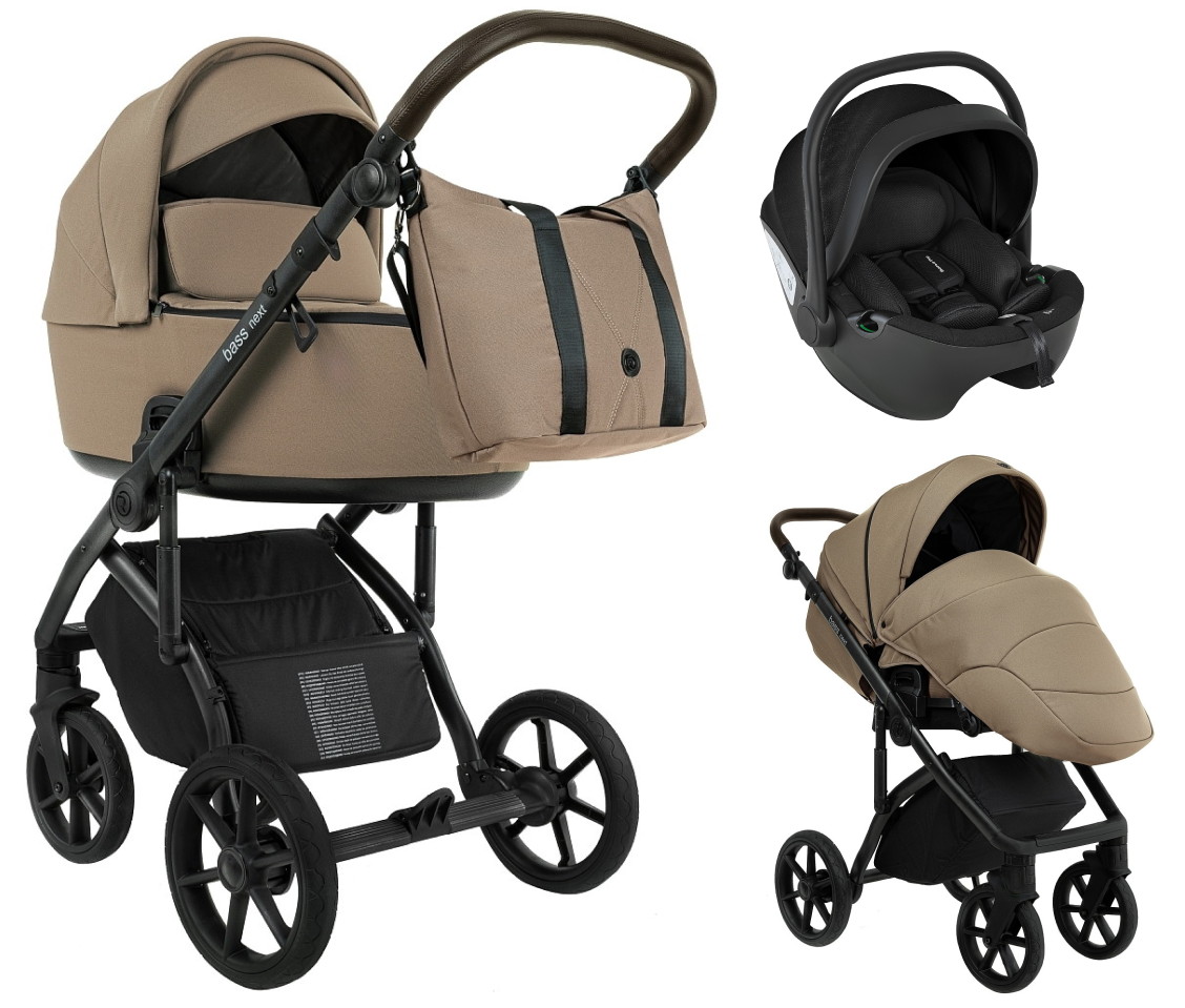 Детская коляска Roan Bass Next 2.0 3 в 1 с автокреслом Pituso Baesa Pro Black BSN/42/2 Mocha Mousse/Black/руч.Cappuccino
