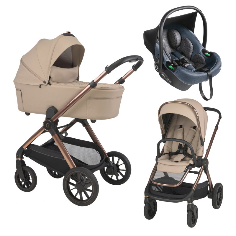 Детская коляска 3 в 1 Espiro Code 2025 и автокресло Pi Gray blue 19 loving beige/ Серый/синий (Gray blue 103)