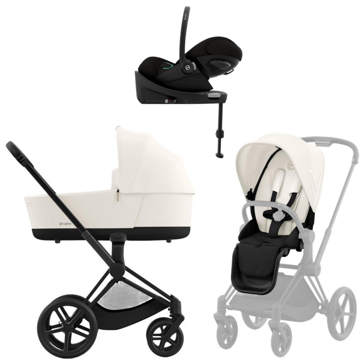 Коляска Cybex Priam IV Matt Black complete Cloud G Magic Black Base G 4 в 1 Off White
