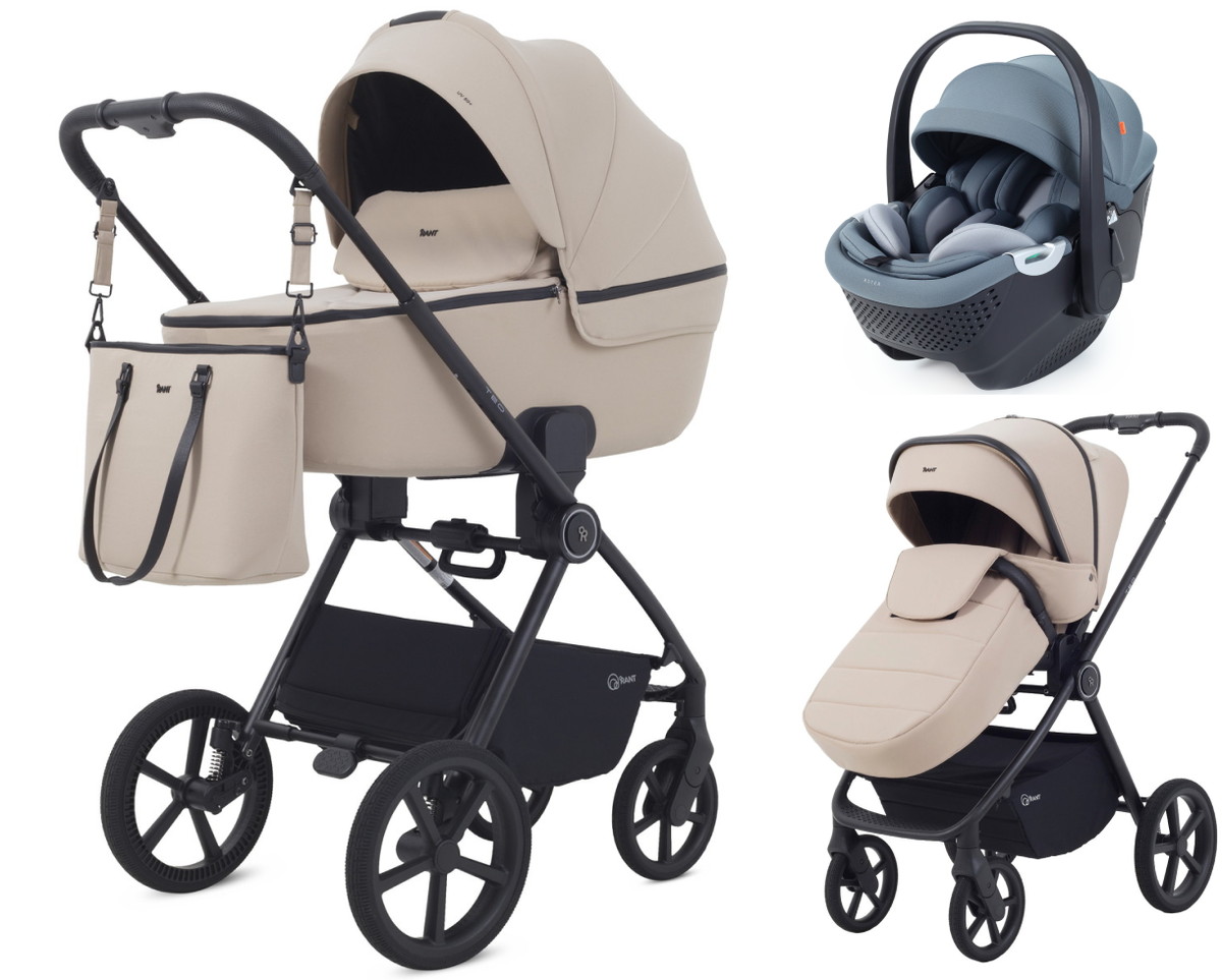 Детская коляска Rant Teo Soft 3 в 1 с автокреслом Aster Zero Graphite Beige
