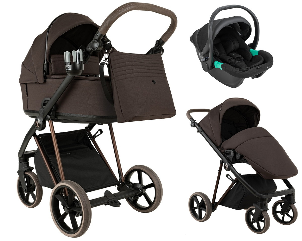 Детская коляска Roan Sol Vintage Luxury 2.0 3 в 1 с автокреслом Pituso Santiso Pro VIN 04/TC Turkish Coffe/Bronze/руч.Cappuccino