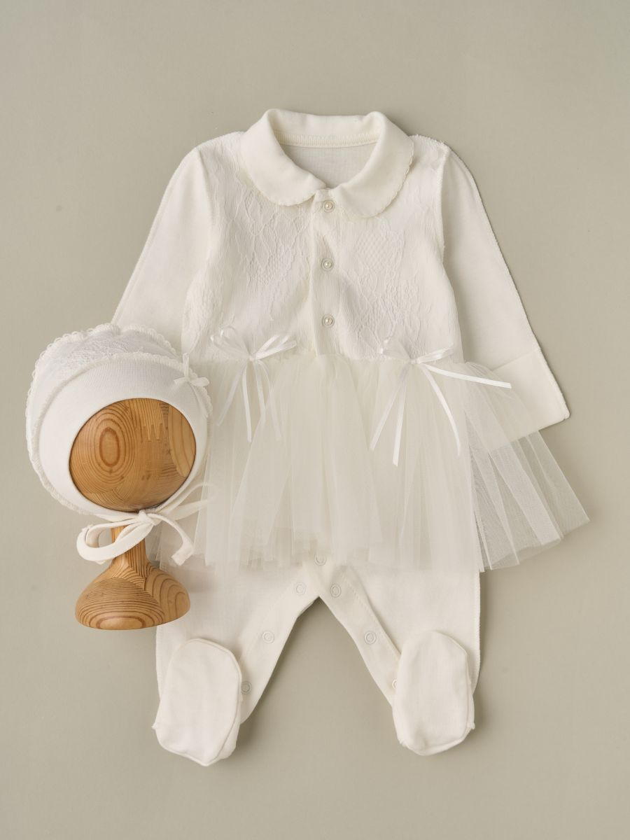 Комбинезон с юбочкой и чепчик Little Star Эмили 3362 (ЧЗ-мз) крем 62