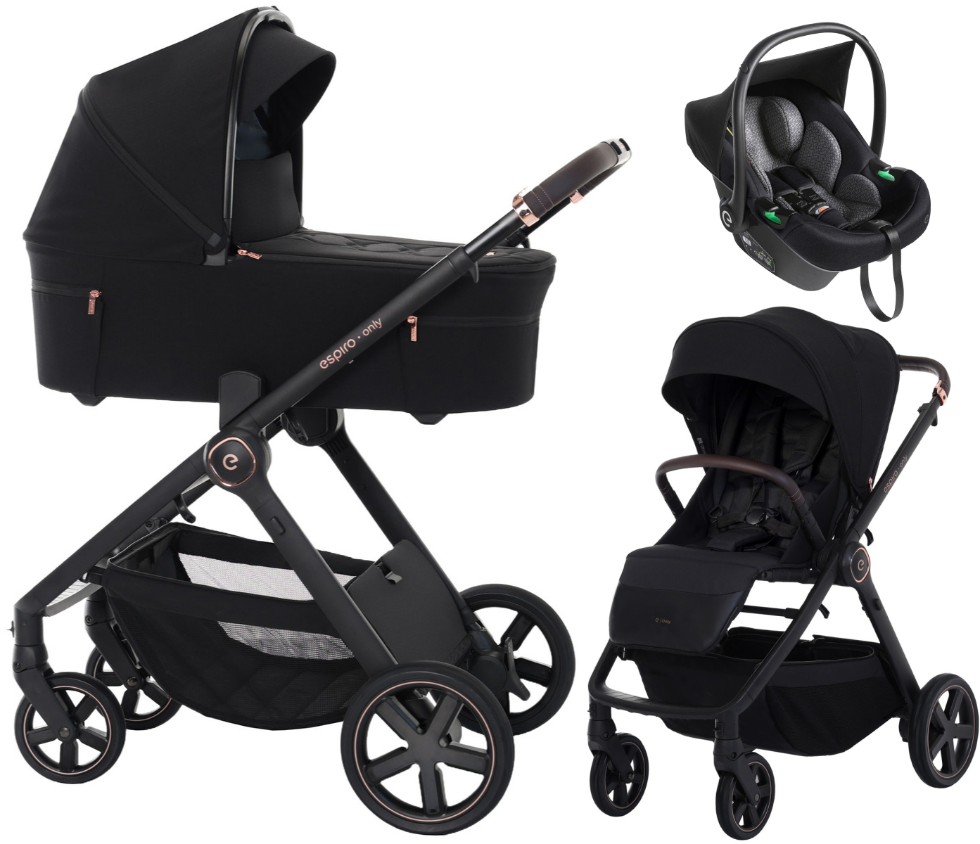Детская коляска 3 в 1 Espiro Only 2026 и автокресло Pi Black 510 stylish black
