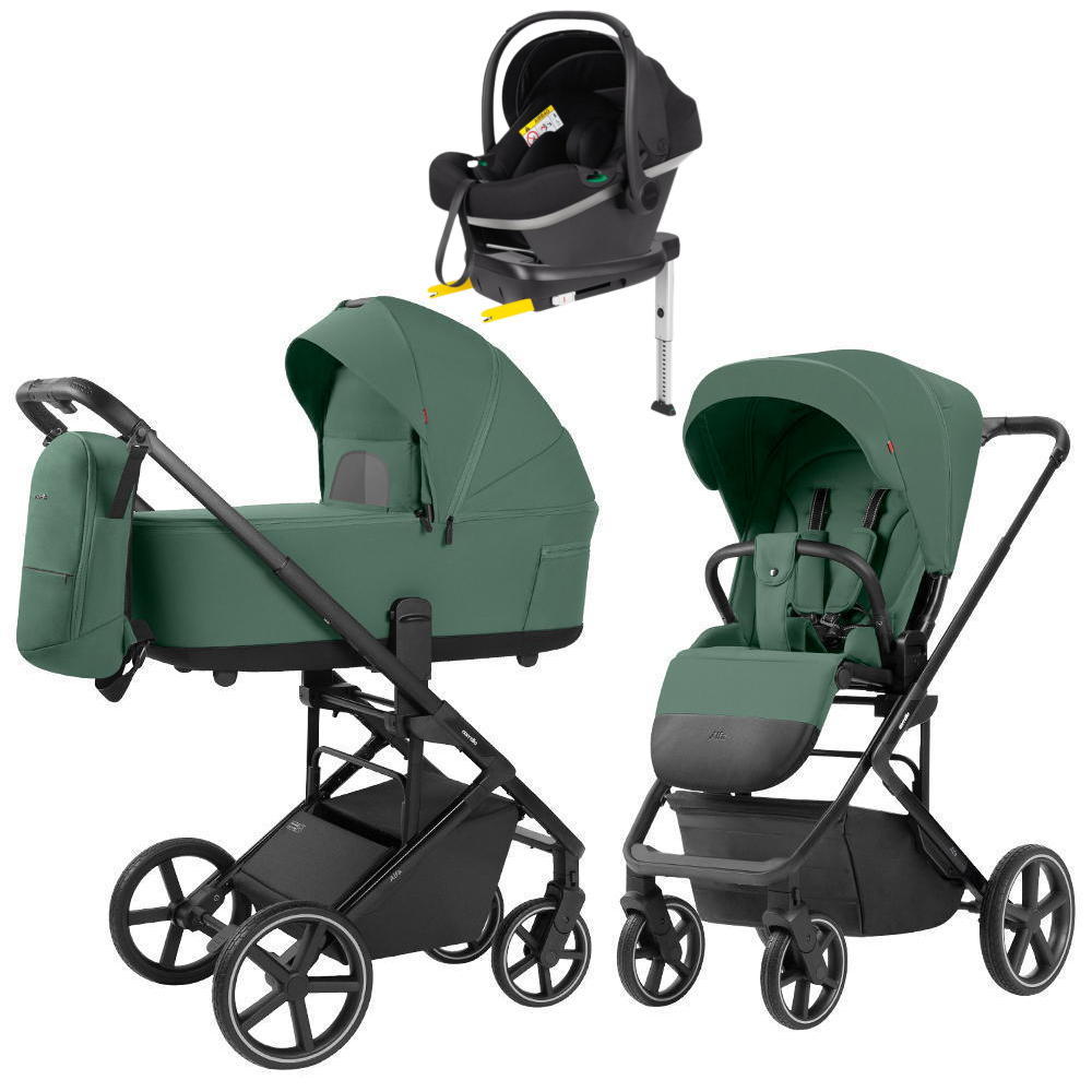 Коляска Carrello Alfa CRL-6522 2025 Nova DK791 Grey Line с базой Isofix 3 в 1 Meadow Green