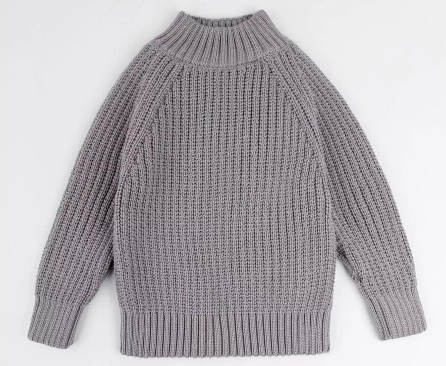 Свитер вязаный детский Amarobaby Warm с высокой горловиной серый 74