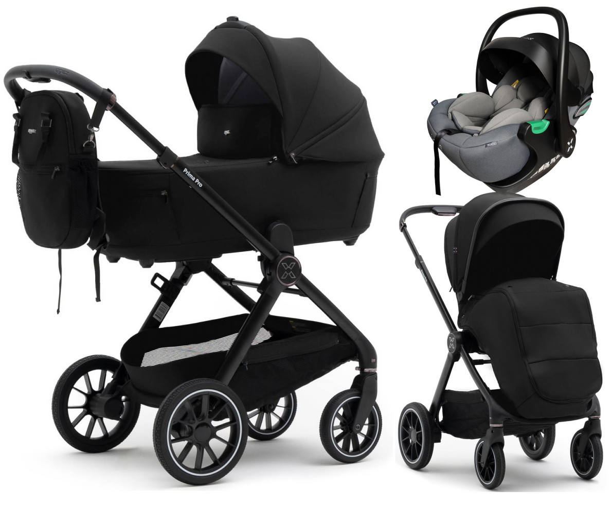 Коляска Agex Prima Pro 3 в 1 с автокреслом i-Safe S Grey APP626 Black (Черный)