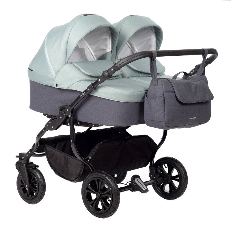 Детская коляска для двойни Indigo Charlotte Sity Duo 2 в 1 Cs 02 т.серый+шалфей
