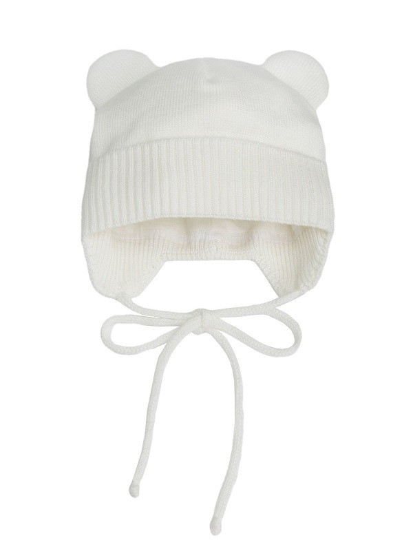 Шапочка вязаная AmaroBaby Pure Love Bear с подкладом молочный 44