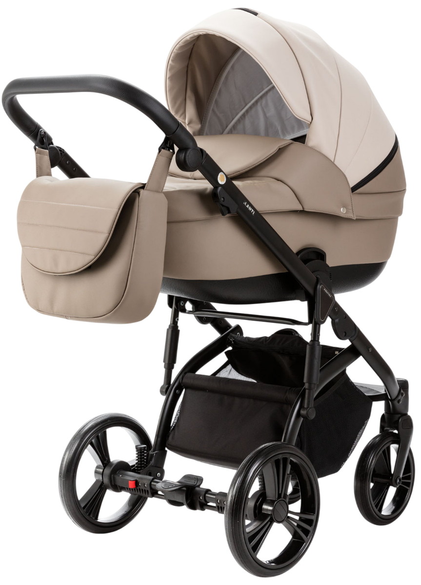 Детская коляска Adamex Lanti Deluxe 3 в 1 LN-SD44 (СВ.БЕЖ.КОЖА + Т.БЕЖ.КОЖА)