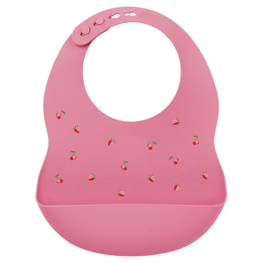 Фартук - нагрудник Nattou силиконовый berry pink Клубника Вишня 876407