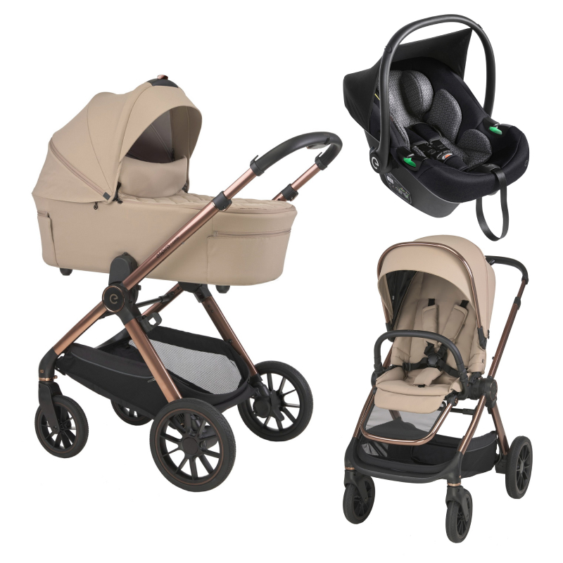 Детская коляска 3 в 1 Espiro Code 2025 и автокресло Pi Black 19 loving beige/Чёрный (Black 110)