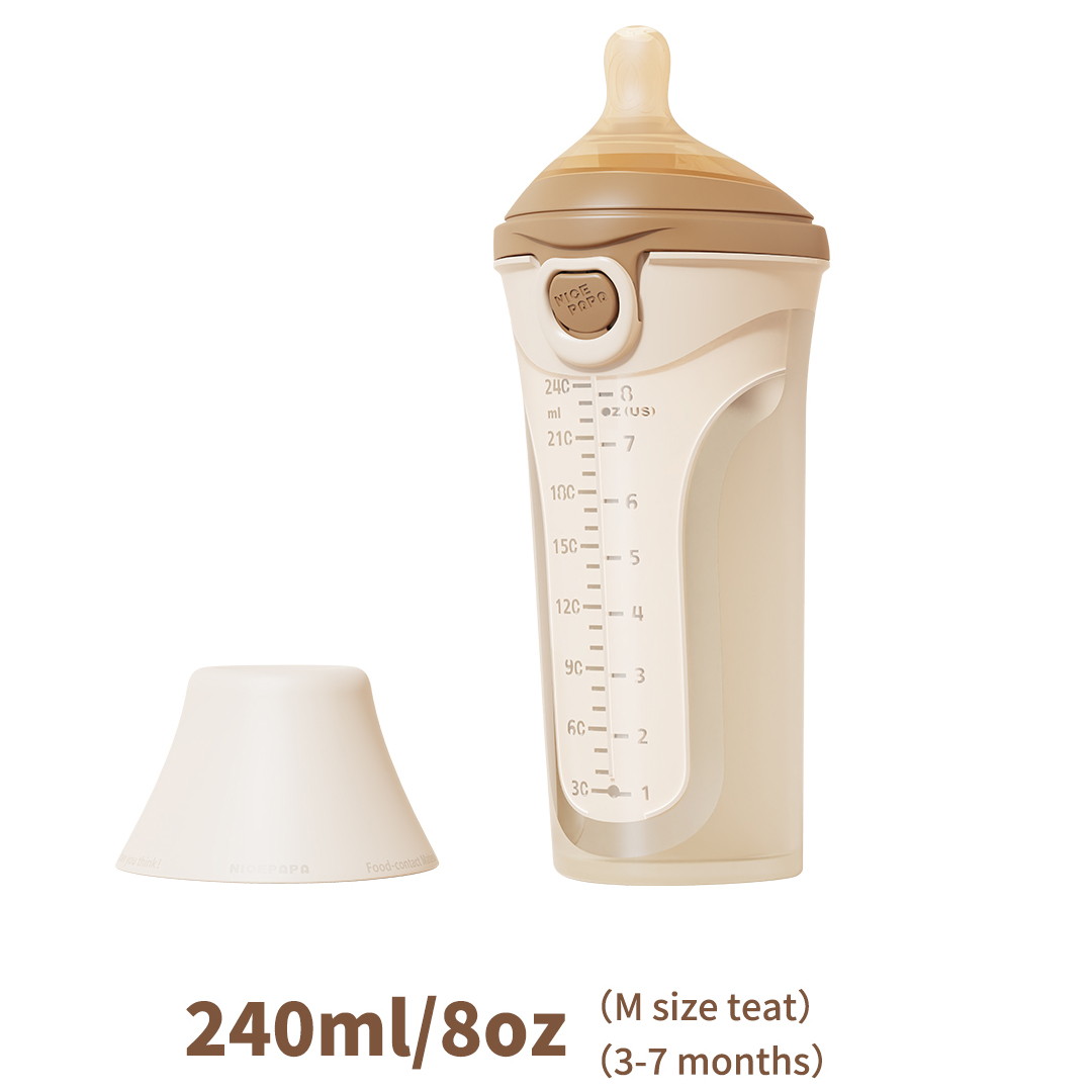 Бутылочка Nice Papa антиколики 240 мл. соска 3-7 мес Silicone NP-4953 Brown/коричневый