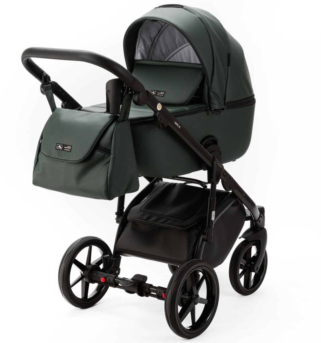 Детская коляска Adamex Nola Deluxe 3 в 1 N-SA29 (Т. ЗЕЛЕНЫЙ КОЖА)