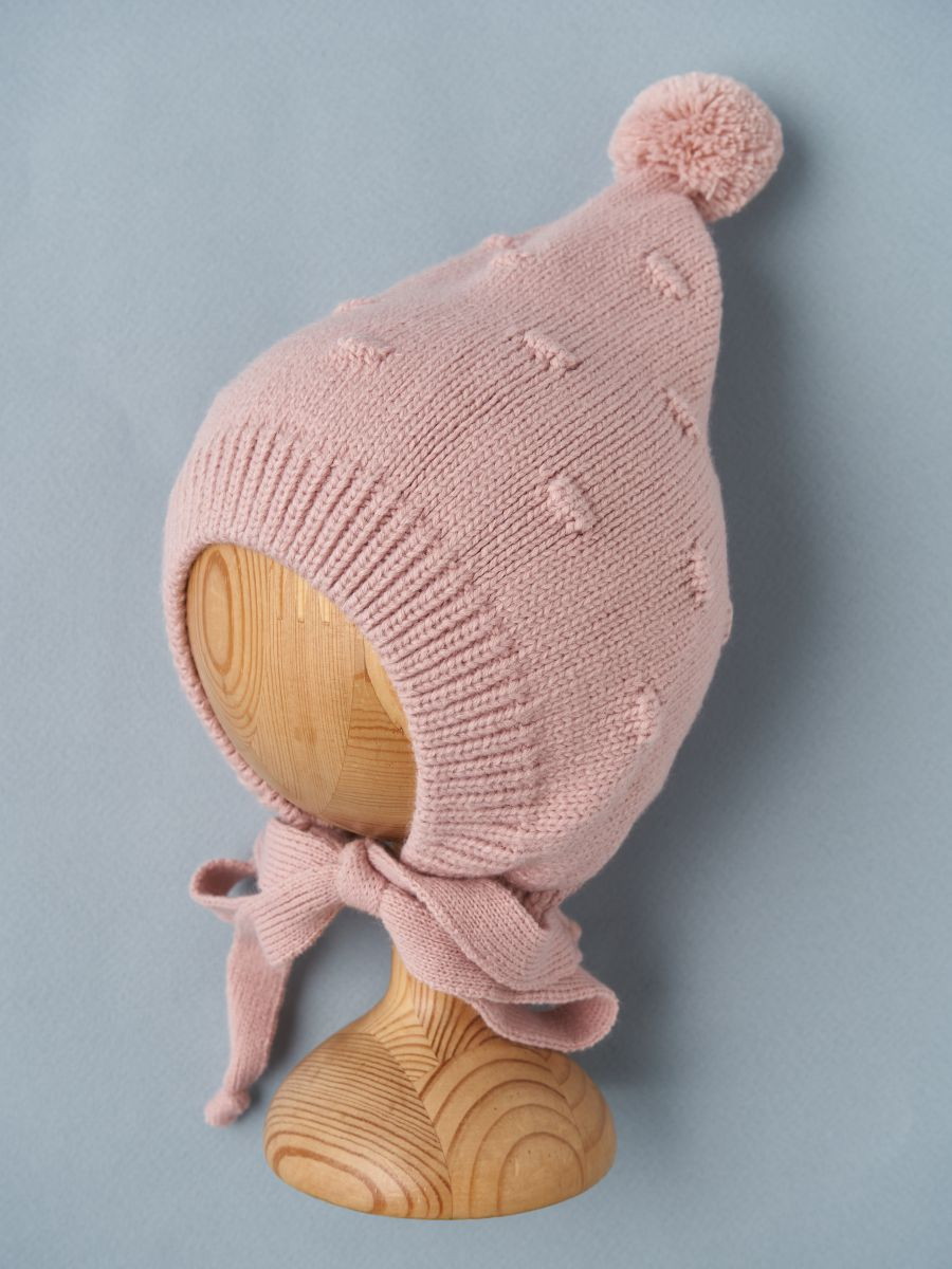 Шапочка вязаная Little Star Pom-Pom Гномик розовый антик 38
