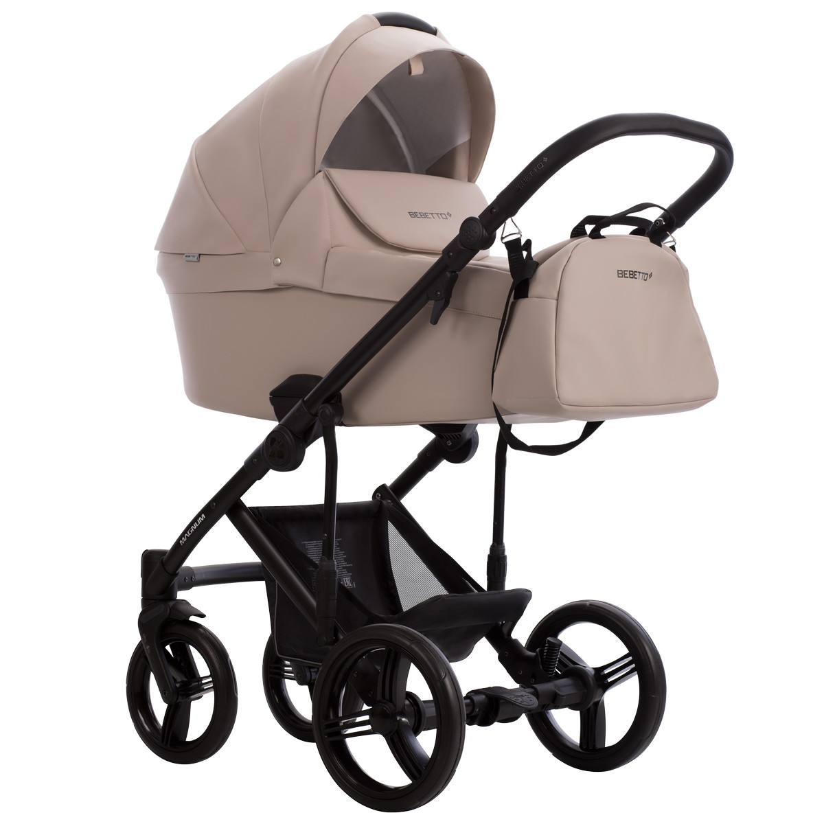 Детская коляска Bebetto Magnum Light Pro 2 в 1 01 св.бежевая кожа