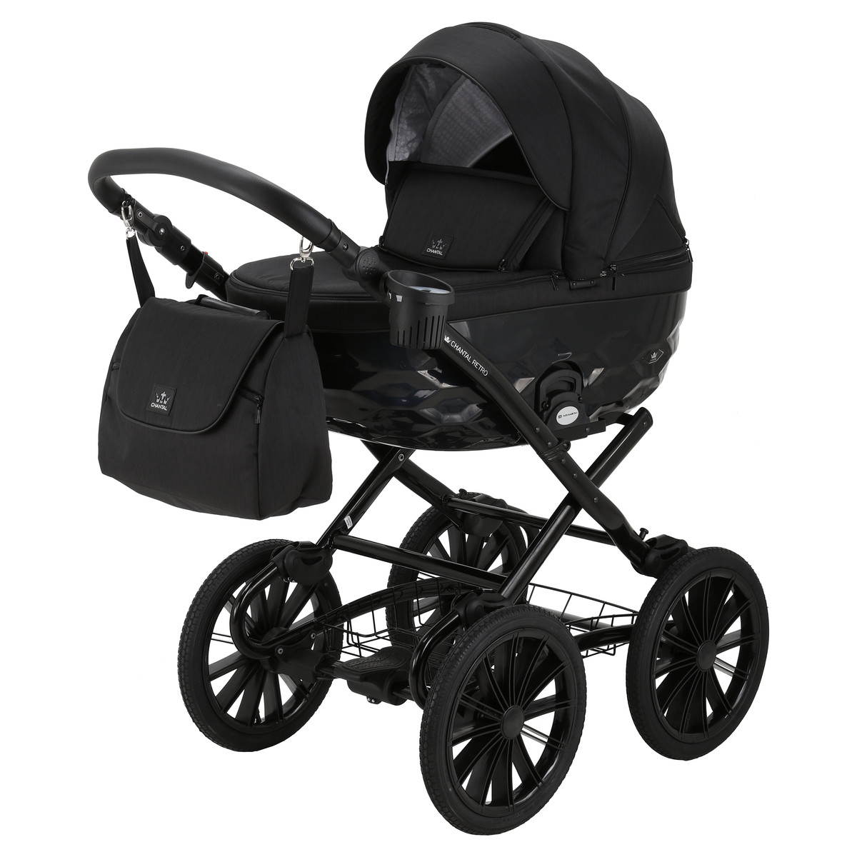 Детская коляска Adamex Chantal Retro 3 в 1 C213 (черный)