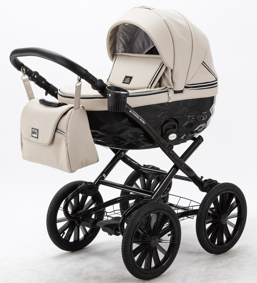 Детская коляска Adamex Chantal Retro Deluxe 3 в 1 C-SA07 (СВ. БЕЖЕВЫЙ)