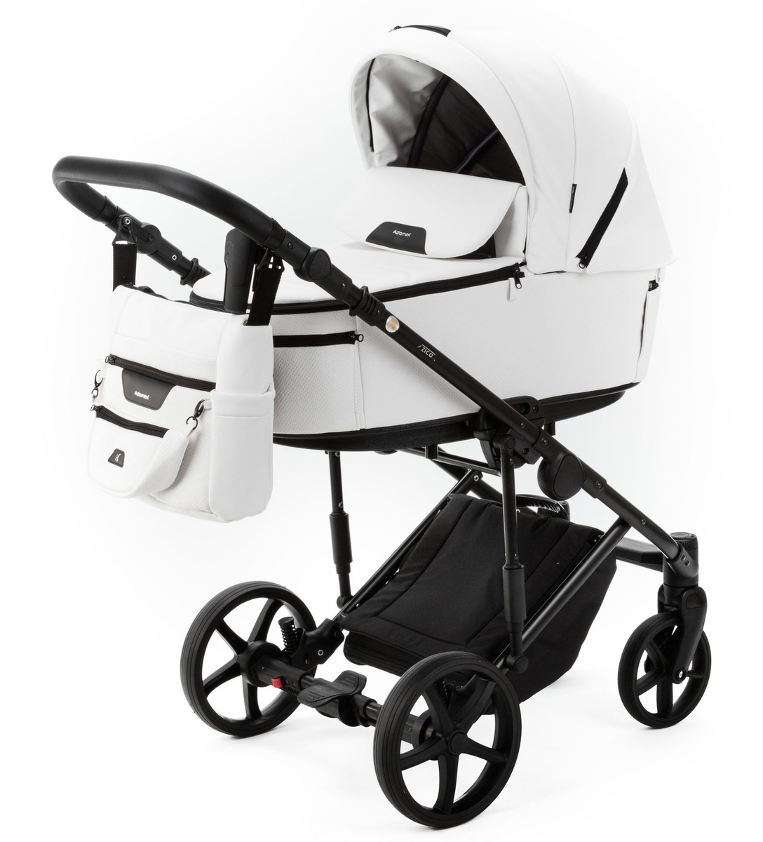Детская коляска Adamex Zico Deluxe New 3 в 1 ZN-SA01 (БЕЛАЯ КОЖА)