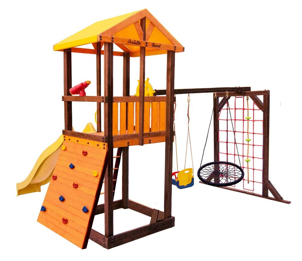 Детский игровой комплекс Perfetto sport Pitigliano-11 + качели Паутина